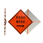 Roll Up Sign & Stand - 48 Inch Reflective Right Side Road Work Roll Up Traffic Sign